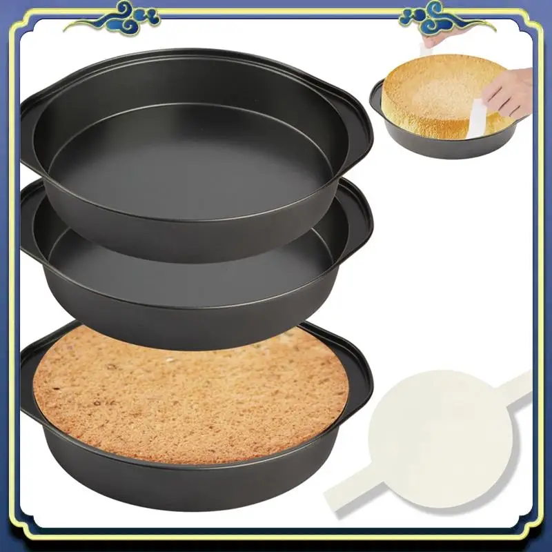 

A56P-8-дюймовая круглая форма для торта, антипригарные формы для торта с 100 пергаментными бумагами, формы для выпечки торта из углеродистой стали с ручкой