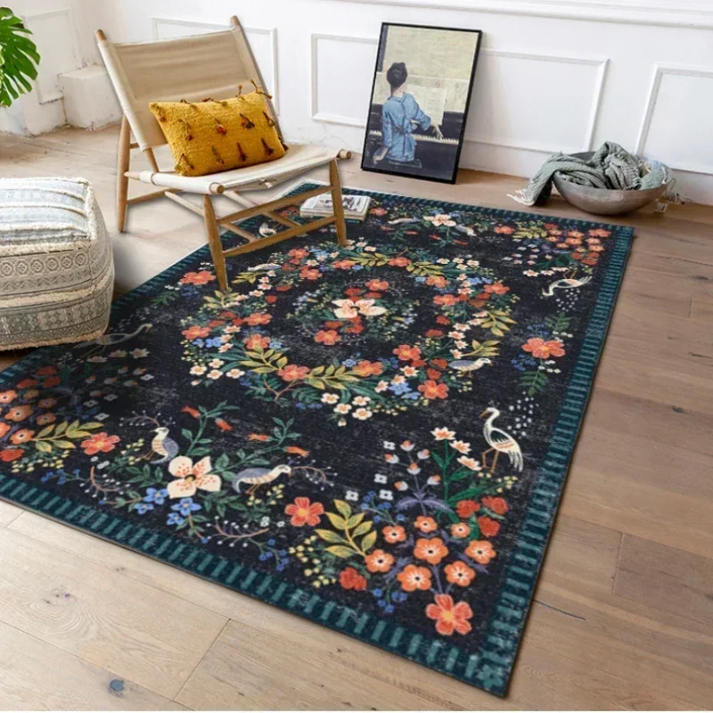 Flower Rug for Living Room Large Size Bedroom Carpet Bedside Floor Mat Plant Flower Retro Bohemian Style Home Decoration Rugs