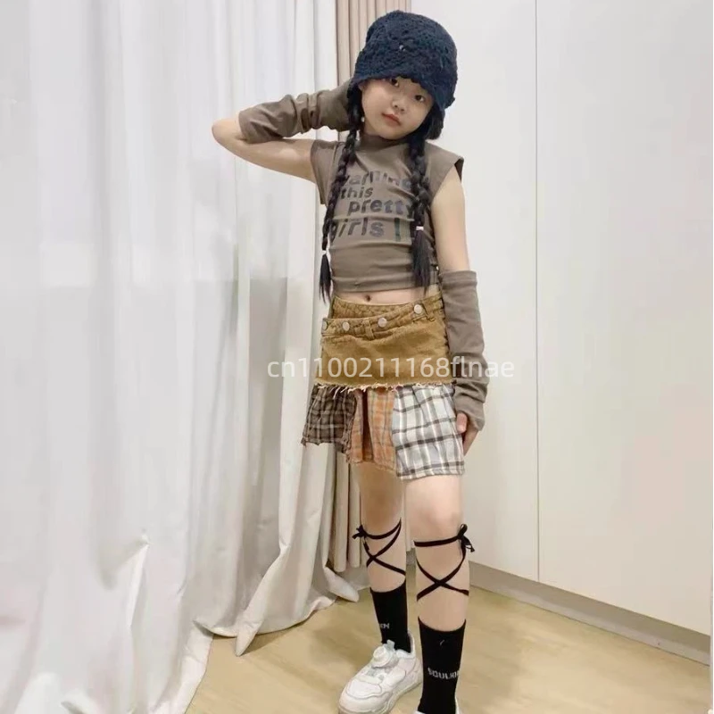 子供用ジャズダンス衣装-ガールズグループセット-ジャズストリートダンスパフォーマンス衣装-ガールズダンスランウェイファッション衣装