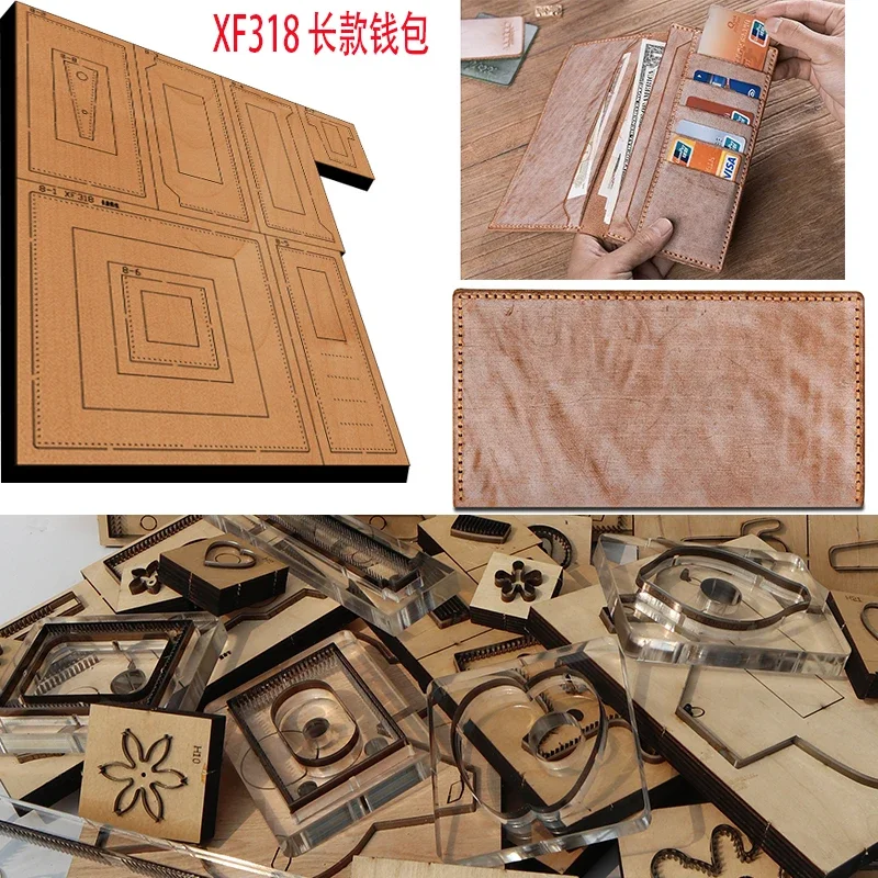 Handmade Wooden Long Style Folding Wallet Knife Die Leather Craft Punch Hand Tool Cut Knife Mould XF318 Leather Craft Tools