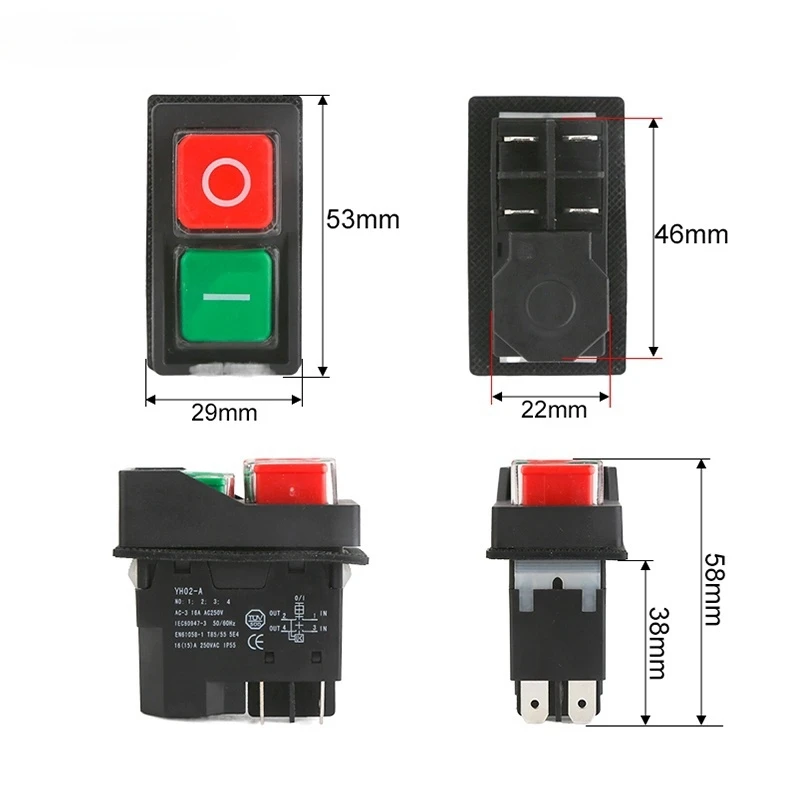 KJD17 YH02A Electromagnetic Push Button Switches Starter Machine Tool Equipment Waterproof Switch Safety Security IP55 KLD28A