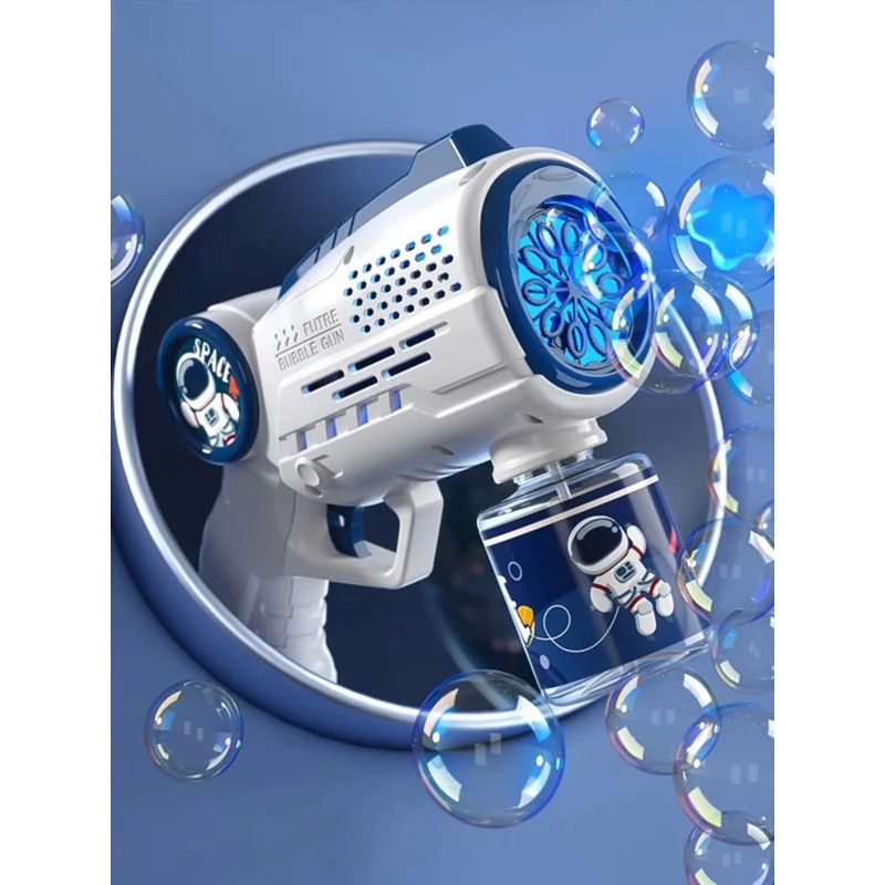 Bazuca elétrica Bubble Gun Toy para crianças, máquina totalmente automática, portátil, sopro poroso, brinquedos Stick, presente para crianças, espaço de verão