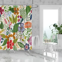 1pc 180cm*180cm Floral Shower Curtain Colorful Shower Curtain  Bright Colorful Design Waterproof Fabric Bathroom Curtains