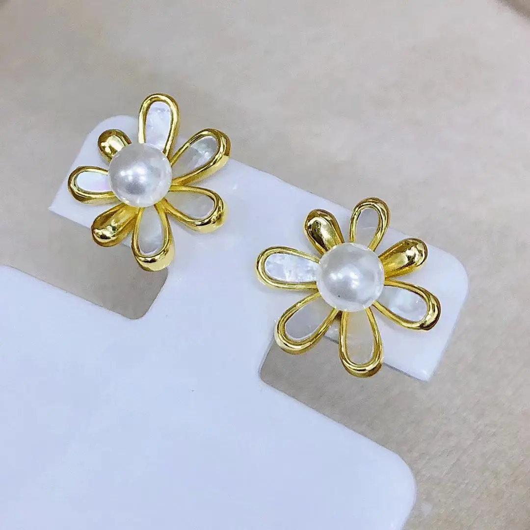 

Оптовая продажа, серьги из стерлингового серебра S925, фурнитура для крепления, базовые монтажные детали, аксессуар для жемчуга 4-5 мм, 5 пар/лот