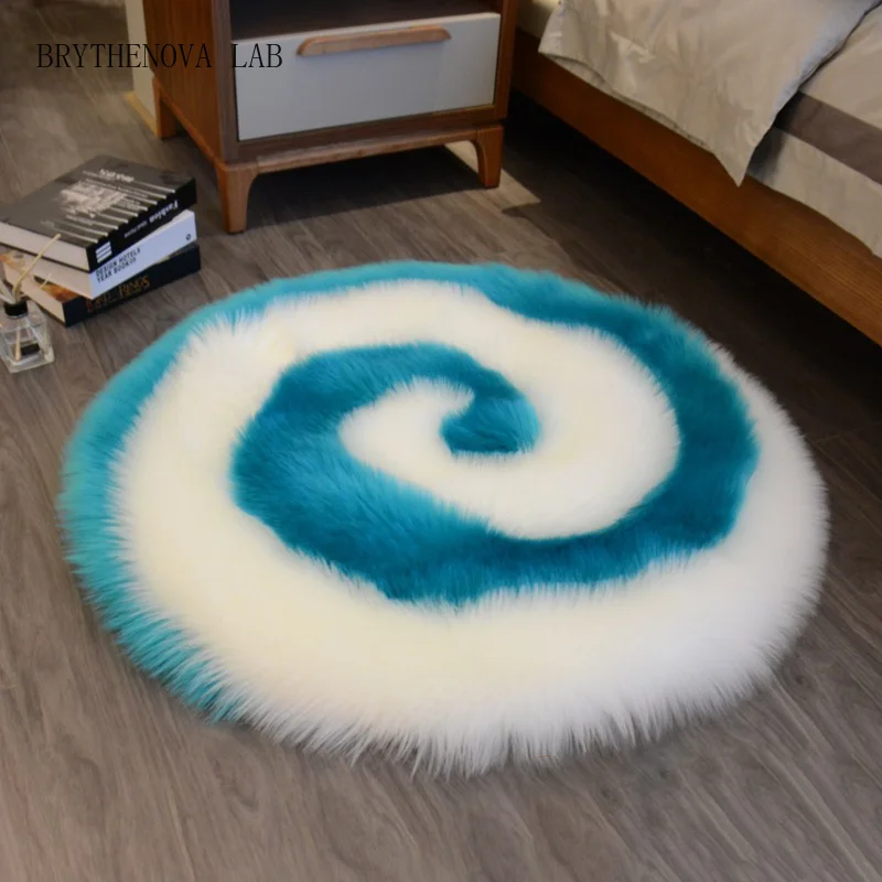 Soft Fluffy Faux Fur Rug Washable Mat Living Room Bedside Fur Shaggy Rugs Small Round Carpets Bedroom Floor Cushion Mats