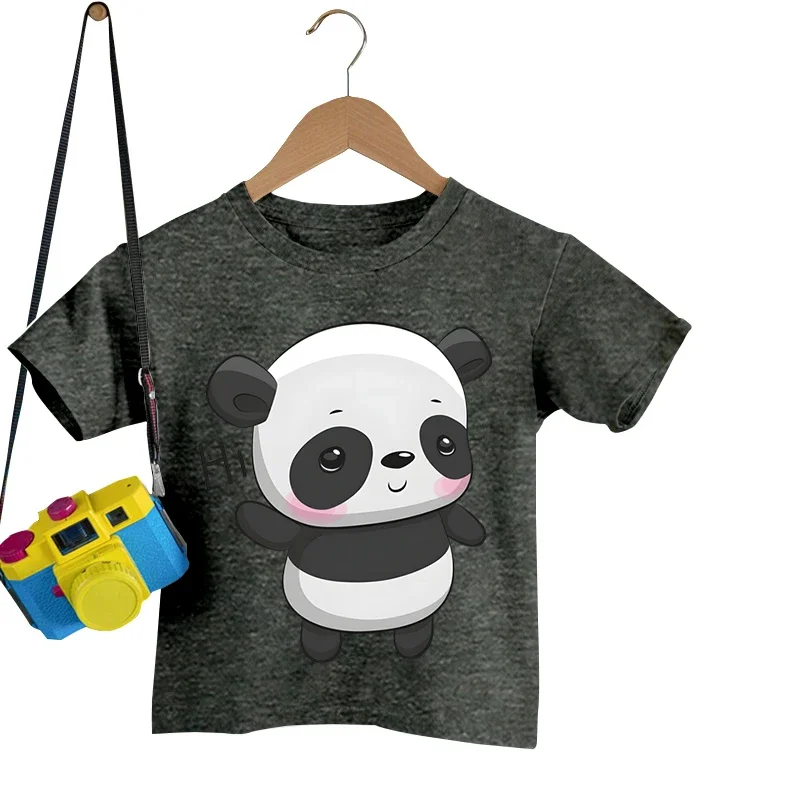 Kreslený panda T košile nový děti holka tričko kawaii panda nejvyšší tričko móda ležérní děti oblečení roztomilá panda děťátko chlapci trička