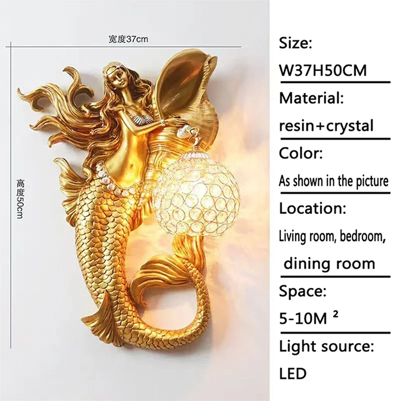 GISELLE Contemporary Mermaid Wall Lamp Personalized And Creative Living Room Bedroom Hallway Aisle Decoration Light