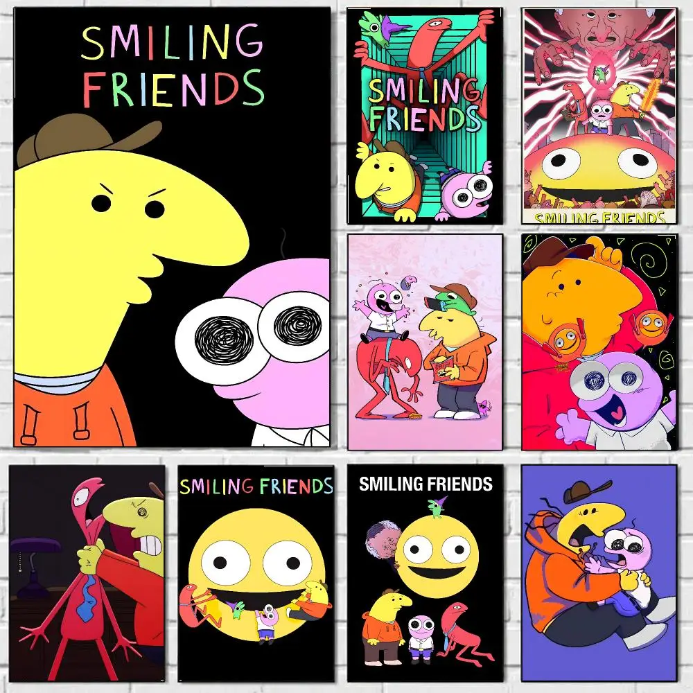 Smiling Friends Poster HD Wall Art Decal Self-Adhesive Aesthetic Decor For Home Living Bedroom Bar Aesthetic