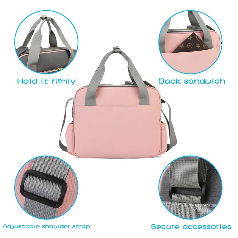 Bolsa de pañales de gran capacidad, bolsa de viaje tipo mensajero, nuevo estilo, impermeable, multifuncional, maternidad, madre, cochecito de bebé