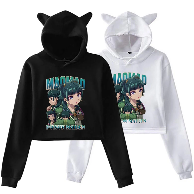 

Hot Anime The Apothecary Diaries Maomao Printed Sweatshirt Long Sleeve Women Girl Casual Cropped Cat Ears Hoodie