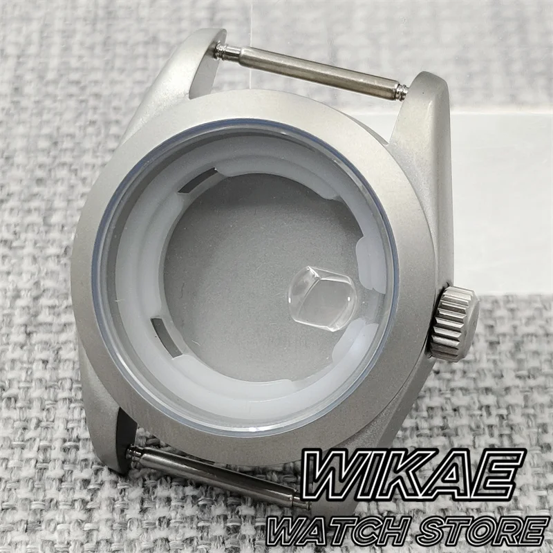 31mm Silver Sandblasting Brushed Women Watch Case Stainless Steel Round Fluted Slope Bezel Sapphire Glass For NH05 NH06 Movement