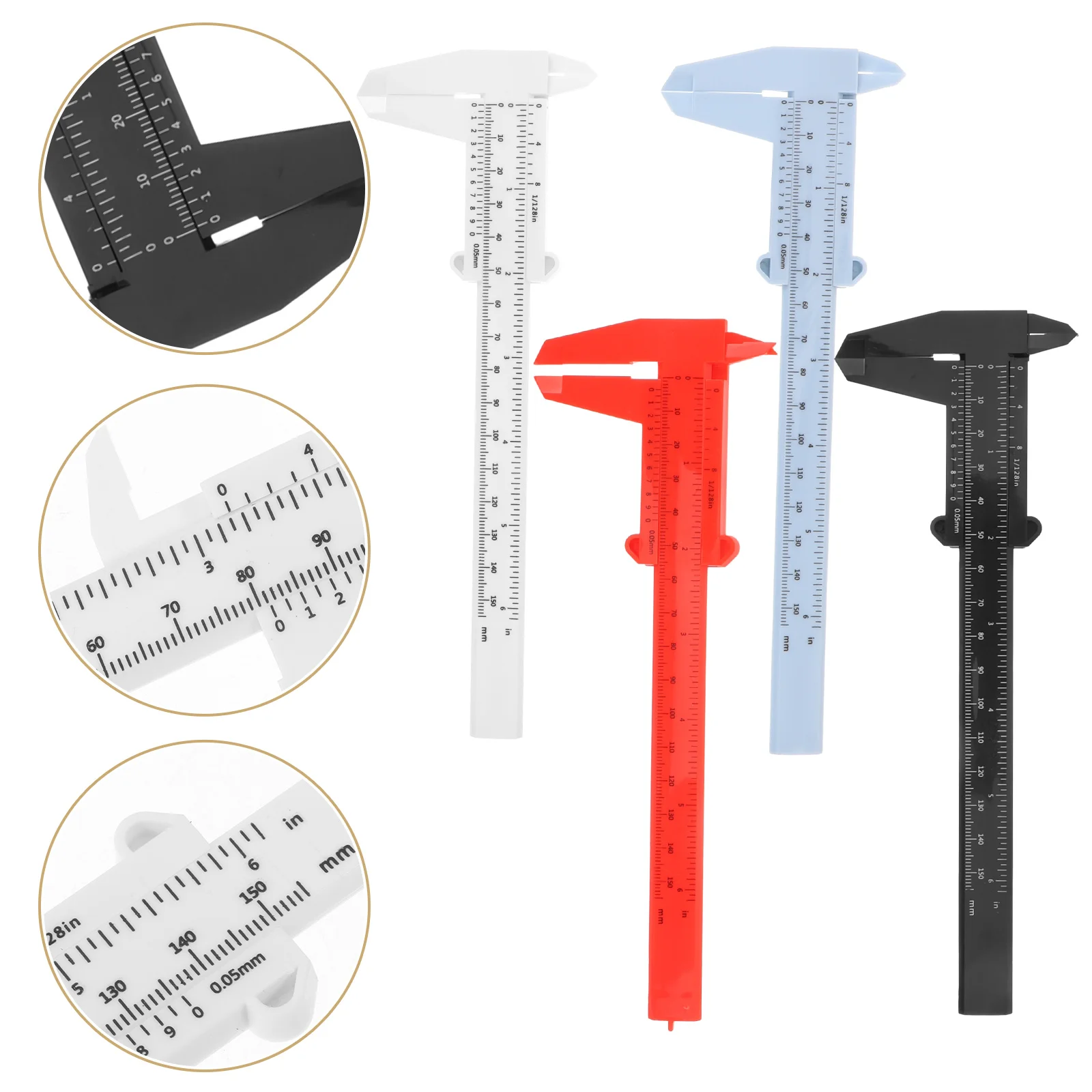 4 Pcs Measuring Tape Plastic Caliper 0-150mm Tool Digital Micrometer Tools Calipers 8 Inch Dial