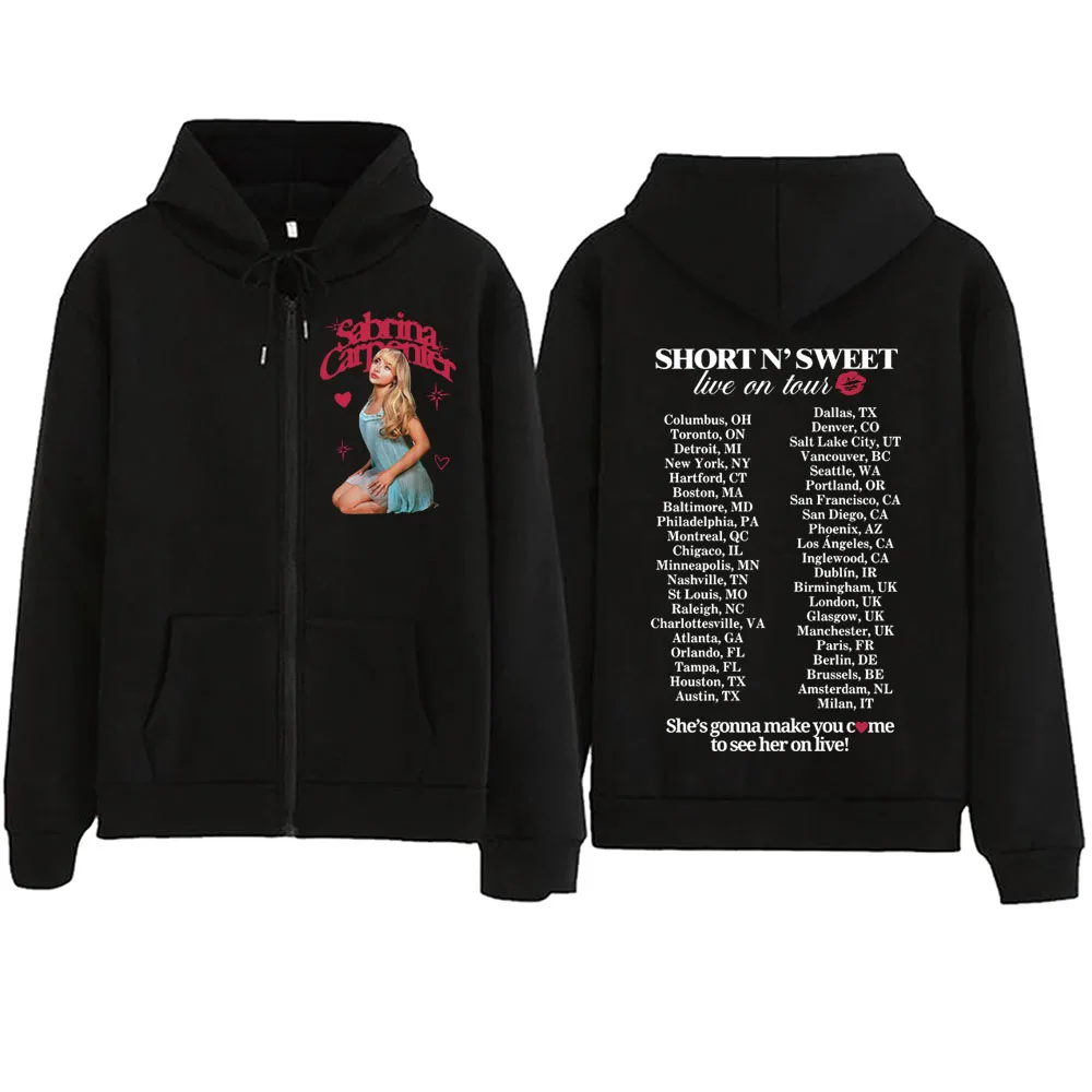 Sabrina Carpenter Short n\' Sweet Zipper Hoodie  Harajuku Pullover Tops Sweatshirt Streetwear