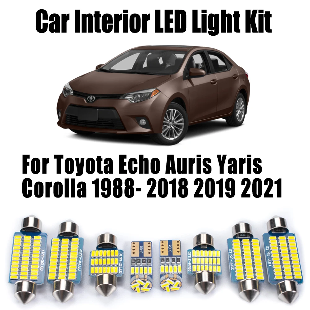 

Canbus LED Interior Number Plate Light Car Map Dome Bulbs Kit For Toyota Echo Auris Yaris Corolla 1988- 2015 2016 2017 2019 2021