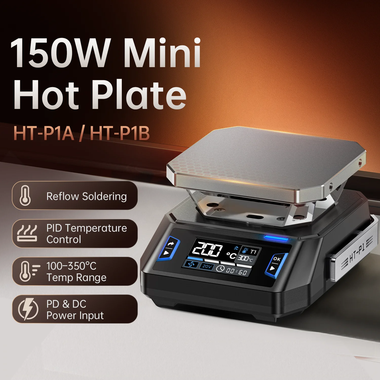 FNIRSI HT-P1A/B Type-C 150W Mini Hot Plate PCB SMD Board Soldering Plate Adjustable Constant Temperature Station Repair Tools