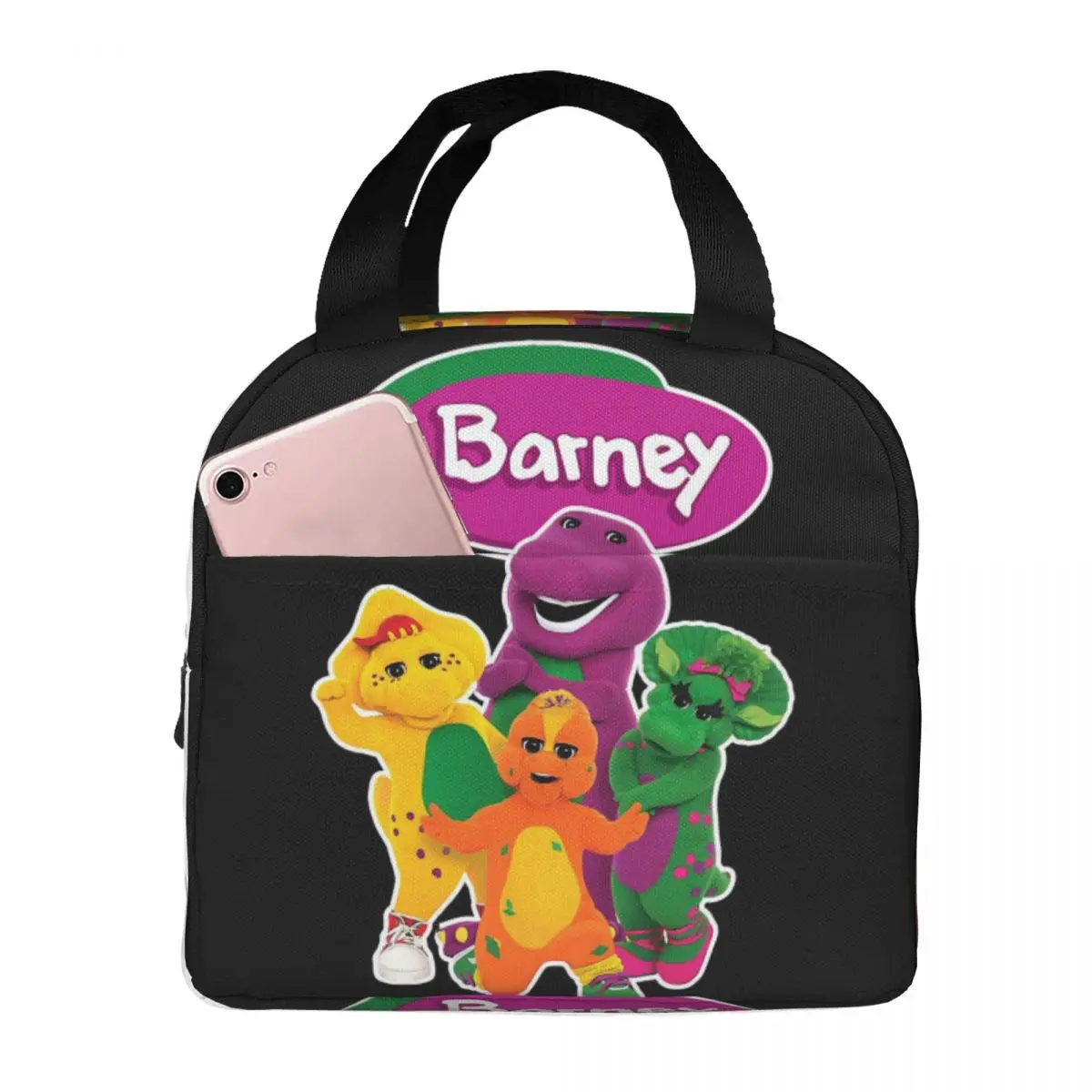 Barney And Friends Lunch Bags Insulated Bento Box Waterproof Lunch Tote Resuable Cooler Thermal Bag for Woman Children Work