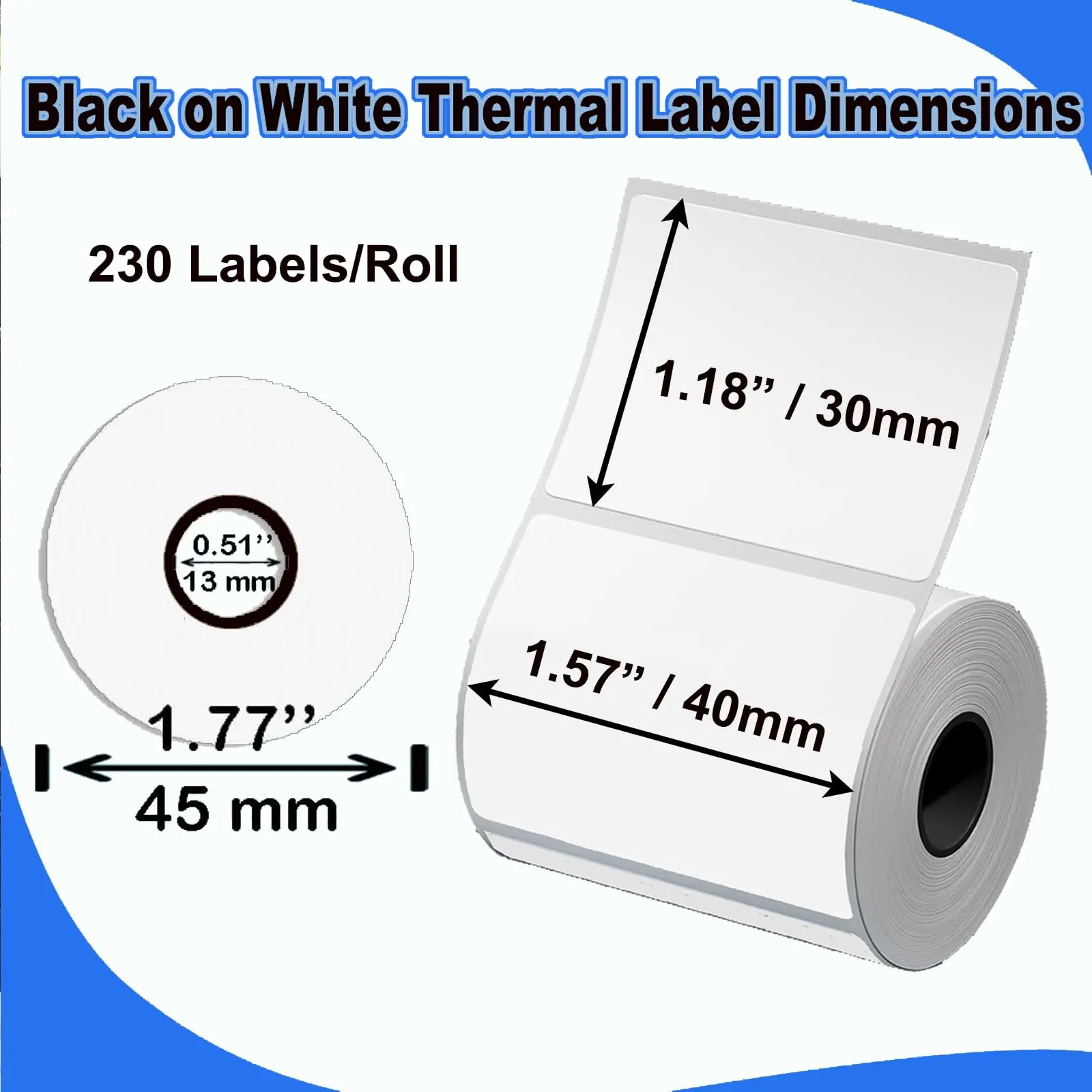 10Rolls 40x30mm,High-Strength Adhesive White Self-Sticking Labels, 230 Labels per Roll. Compatible with M221,M110,M200,M120,M220