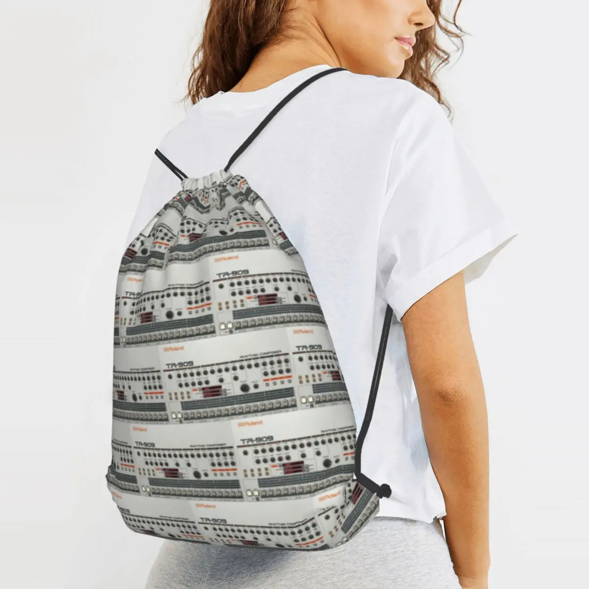 Roland TR-909 Design Backpacks Casual Drawstring Bags Sports Bag Book Bags for Man Woman Students