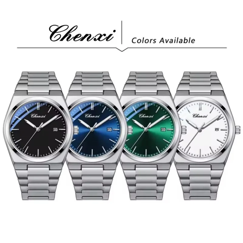 CHENXI 683 ساعة كوارتز رجالية مدمجة مقاومة للماء بتقويم مضيء وشريط فولاذي ساعة فاخرة للرجال relógios masculino