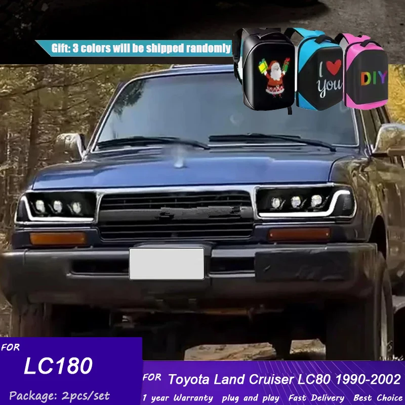 For Toyota LC 80 Lc80 Head Light 1990 1991 1992-2002 Headlamp Upgrade LED 3 Lens Head Land Cruiser 80 Series Headlights Assembly