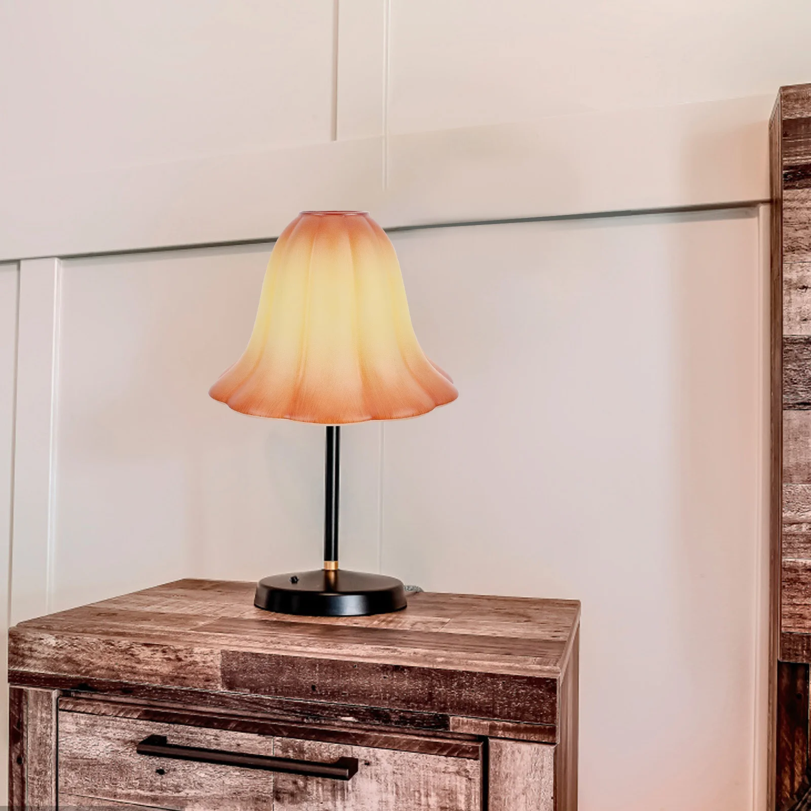 

Color Bell Shaped Glass Lamp Shade E27 Lighting Fixture Accessory Table Lampshade Fine Texture Streamlined