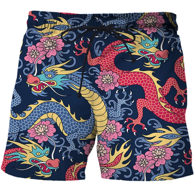 Men Beach Shorts 3D Dragon Totem Printed Men Women Summer Fashion Fresh Casual Vacation Beachwear Fitness Sports Quick Dry Short