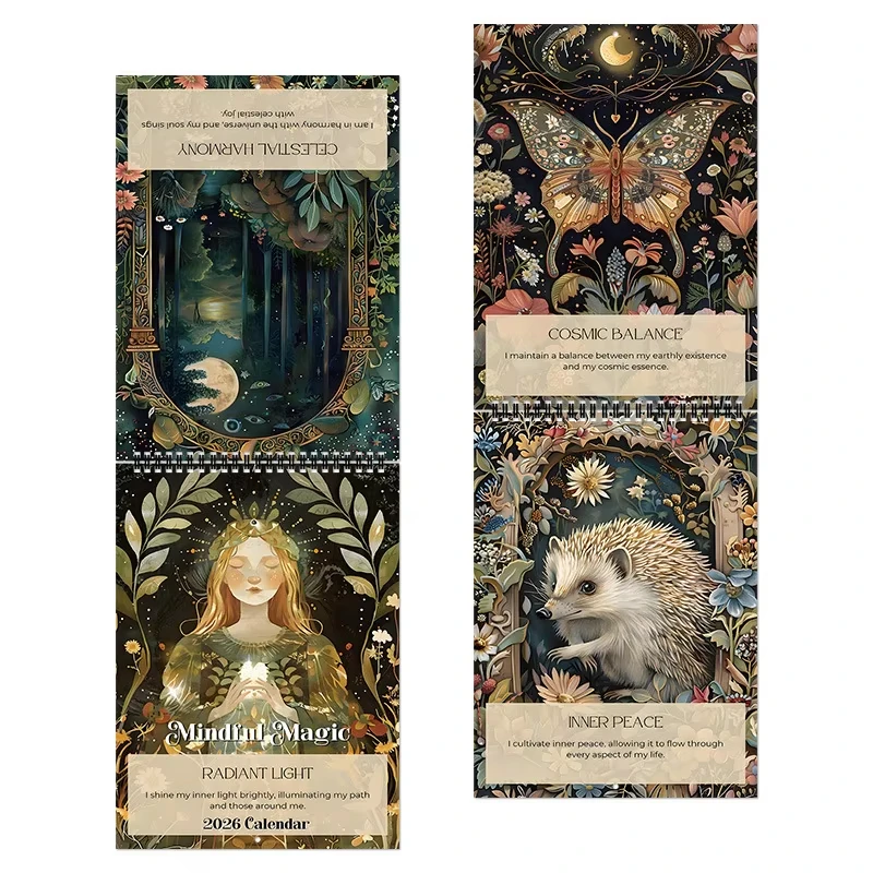 다크 매직 2026 장식용 벽걸이 달력 12개월 일일/주간/월간 플래너 가정용 장식 벽걸이 달력