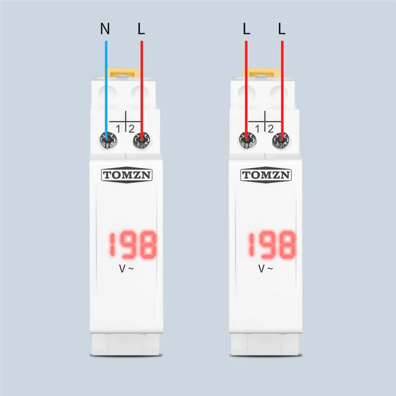 TOMZN Din Rail Single Phase Voltage Meter AC 40-500V Modular Voltmeter Gauge Indicator LED Digital Display Voltmeter-X64A