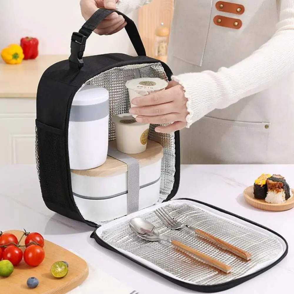 حقيبة غداء معزولة عمودية من رقائق الألومنيوم لون الدوبامين حقيبة عزل حراري قابلة لإعادة الاستخدام بسحاب مزدوج حزمة وجبة في الهواء الطلق #2