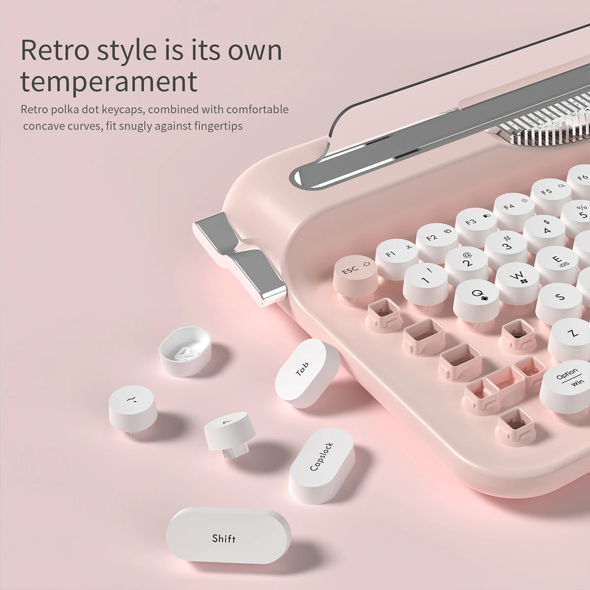 AJAZZ AF84 ไร้สายเครื่องพิมพ์ดีดสํานักงานคีย์บอร์ด 75% 82 คีย์รอบ Keycap Retro คีย์บอร์ดบลูทูธพร้อมขาตั้งแบบบูรณาการสําหรับ iPad