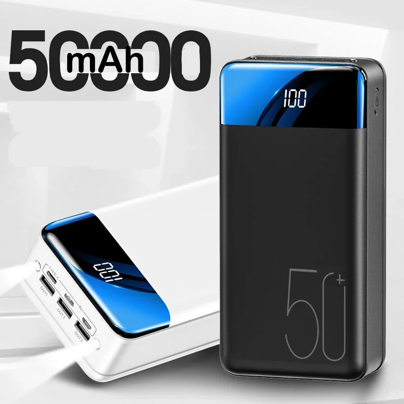 Power Bank 50000mAh Portable Fast Charging Powerbank External Battery Charger for iPhone 15 Samsung S24 Huawei Xiaomi Poverbank