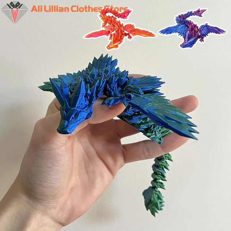 3D Printed Flying Dragon Articulated Dragon Western Style Joint Movable Dragon Model Home Desktop Craft Ornament