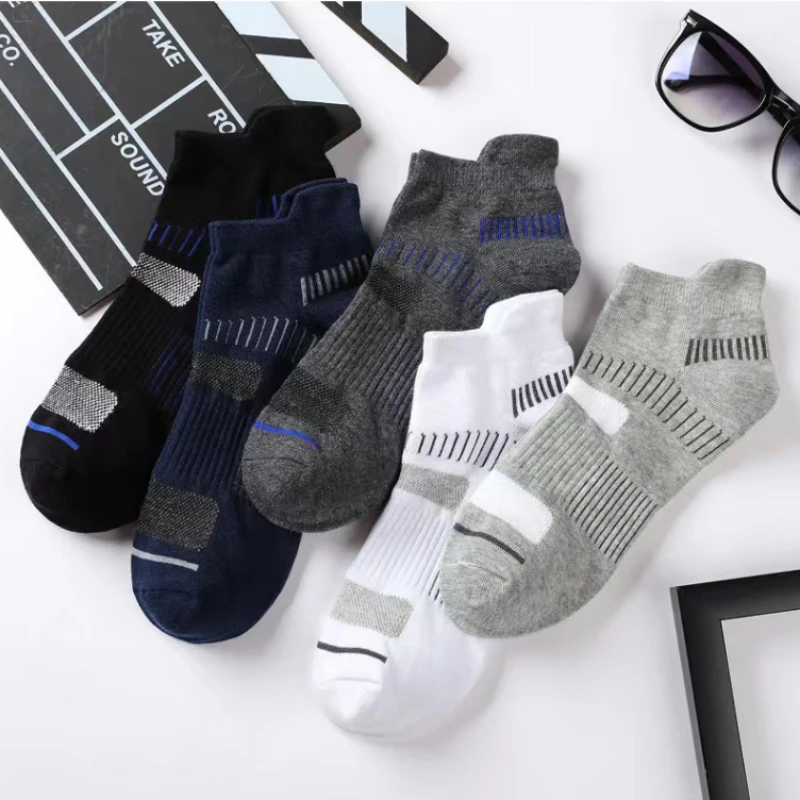 

5 Pairs/Lot Sport Men Running Socks Cotton Sweat Wicking Deodorant Sports Low Cut Socks Running Ankle Socks Set For Men