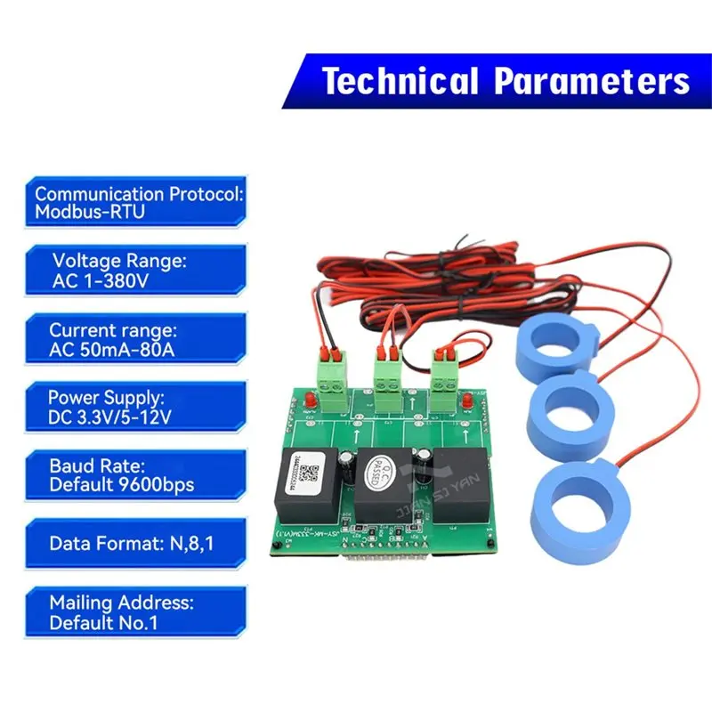 CMHI-JSY-MK-333 AC Power Energy Meter With Modbus-RTU RS485 TTL External 18Mm Cts For Current Voltage Measurement