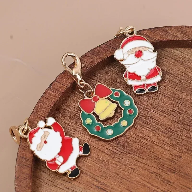 Weihnachts-Schlüsselanhänger Anhänger Clip-On Gemischte Charms Set DIY Schmuckherstellung Handgemachte Ohrringe Halsketten Armbänder Weihnachts-Bastelgeschenk – Detail 9
