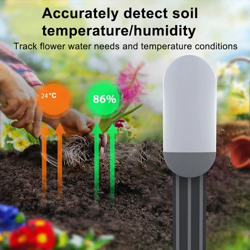 ZigBee 3.0 Soil Sensor Temperature And Humidity Detection Outdoor Waterproof Battery Powered Tuya Smart Life Remote Control