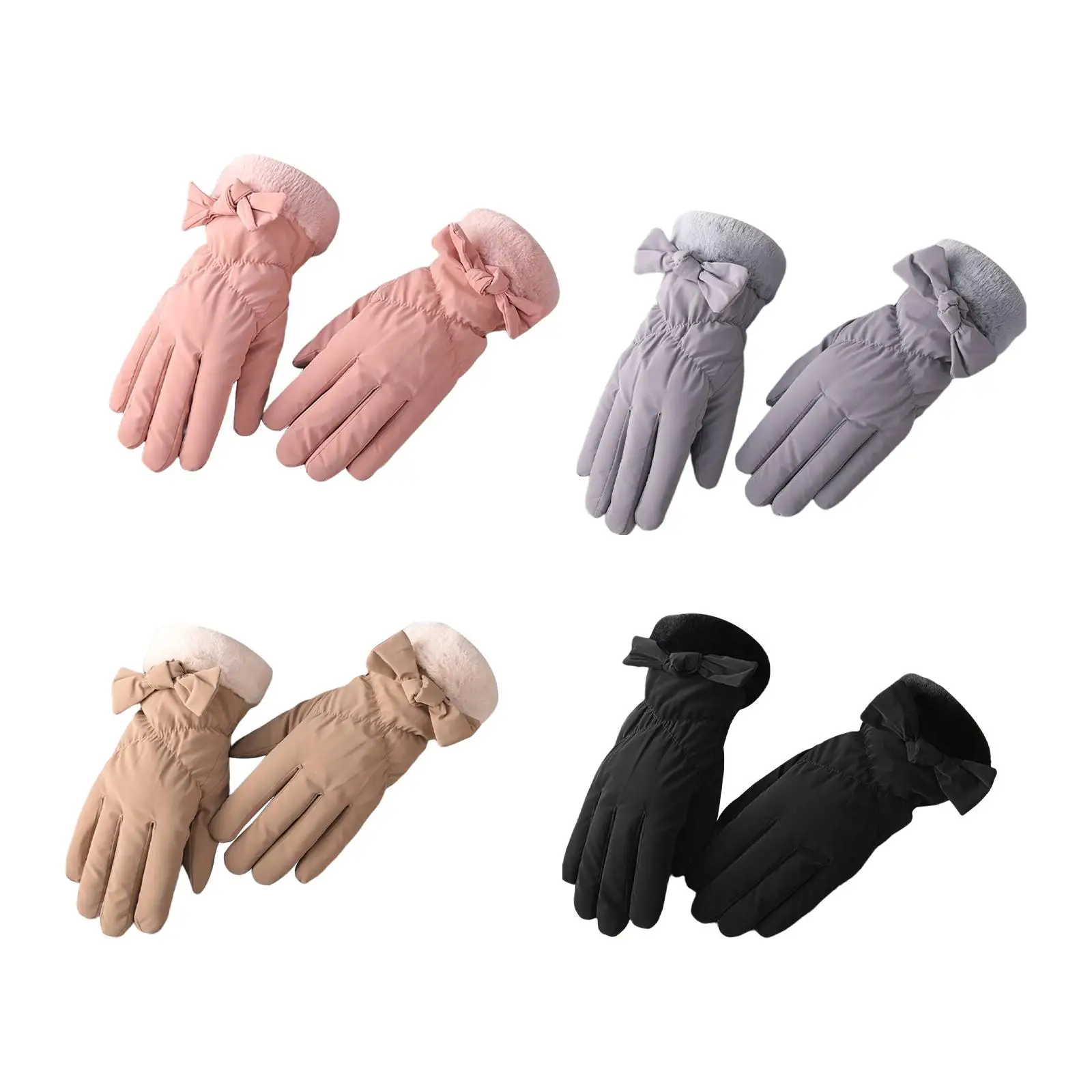 Women Winter Gloves Thickened Thermal Gloves Waterproof Touch Screen Full Finger Hand Warmer Texting Gloves for Running Riding