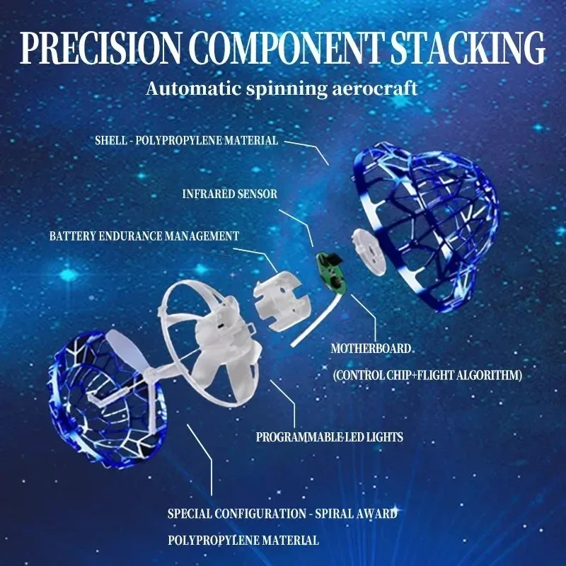 جديد فاخر UFO ذكي الاستشعار تحلق الكرة تحوم الصحن الكرة العائمة التكنولوجيا السوداء جيروسكوب ببصمة الإصبع لعبة الأطفال
