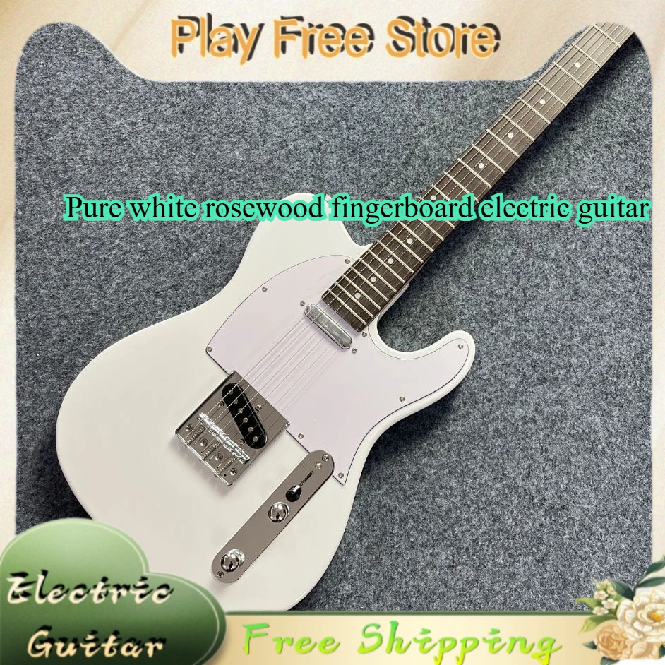 

TELE Pure White Rosewood Fingerboard Electric Guitar Polka Dot Metal Item Record Fixed Bridge Beginner Practice Limited Edition