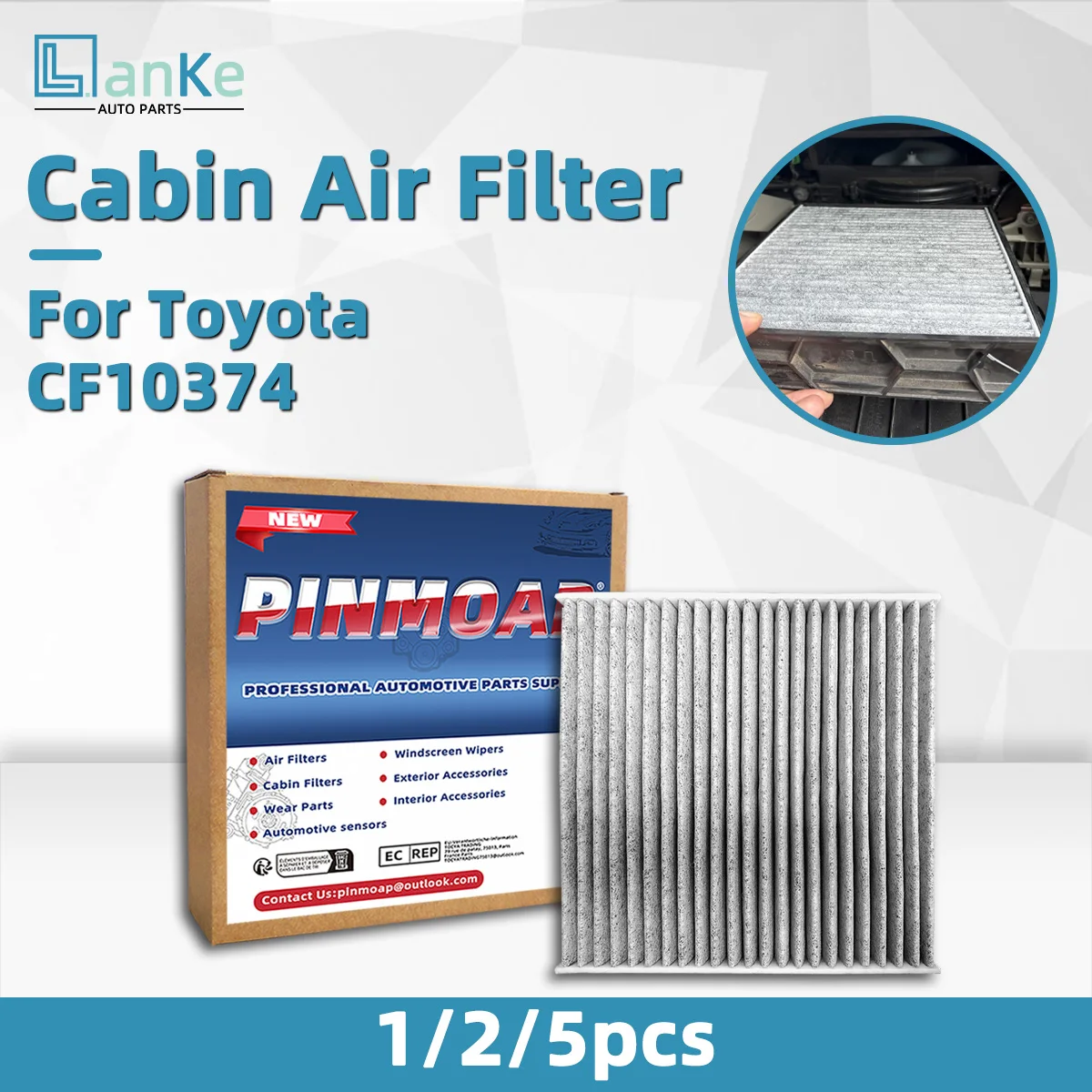 Lanke Grade Car Cabin Air Filter Activated Carbon Adsorbs Harmful Gases Protect Passenger Health CF10374 Suit for Toyota Tacoma