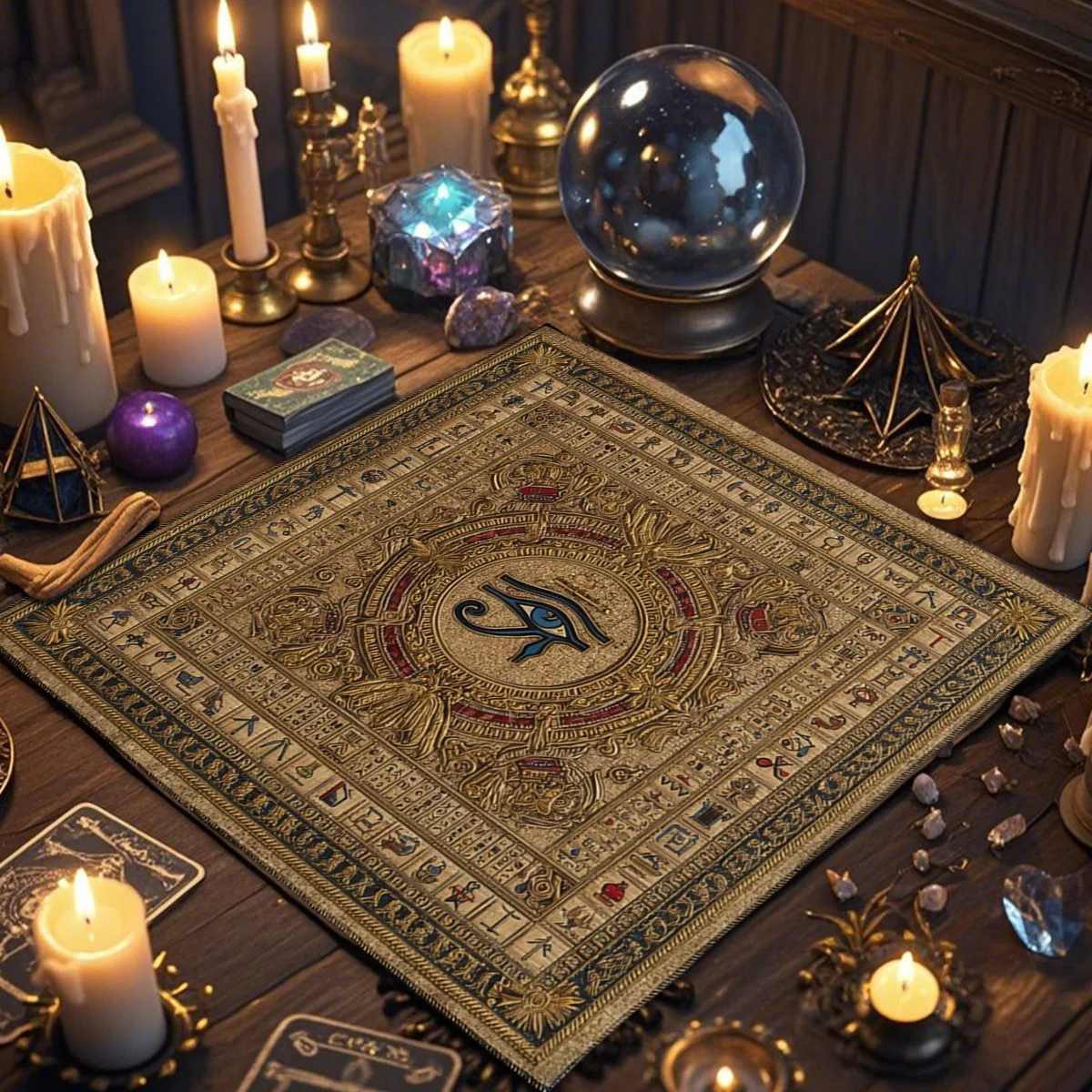 Retro-Style All-View Eye Creative Tarot Tablecloth Altar Ritual Cloth Textile Decorative Item Gift For Tarot Scholars
