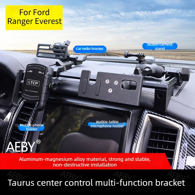 

Держатель для мобильного телефона на центральную консоль для Ford Ranger Everest 2015-2021, многофункциональный кронштейн для радио и мобильного телефона.