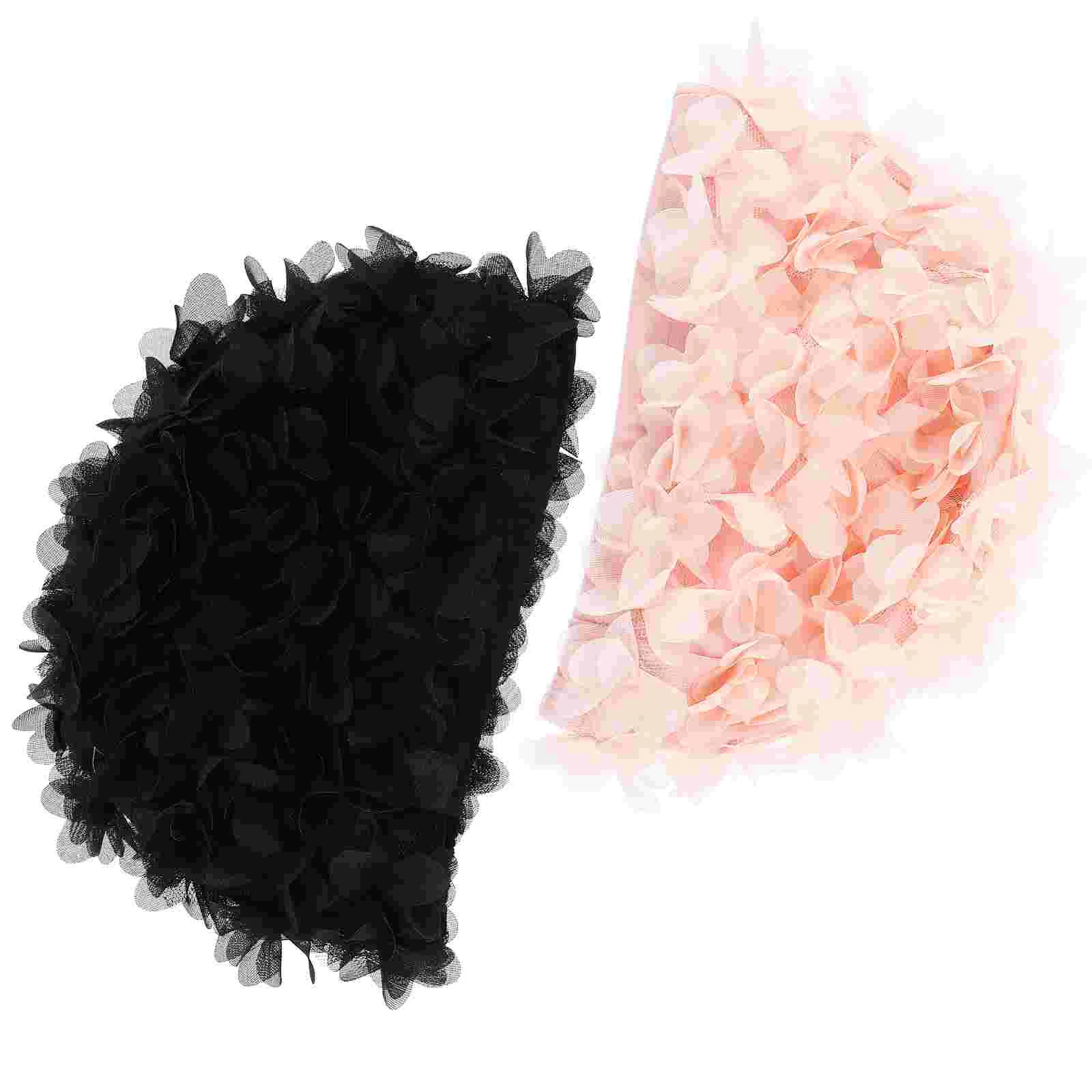 2 Pcs Three-dimensional Petal Swimming Cap Pink Summer Caps for Women's Fashion Protection Nylon Stretchy Easy to Wear