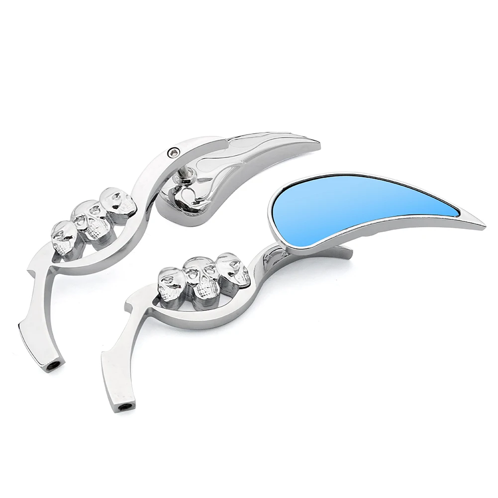Universal M8 M10 Motorcycle Mirror Skull Rearview Side Mirrors For Honda Kawasaki Yamaha Chopper Touring Old School