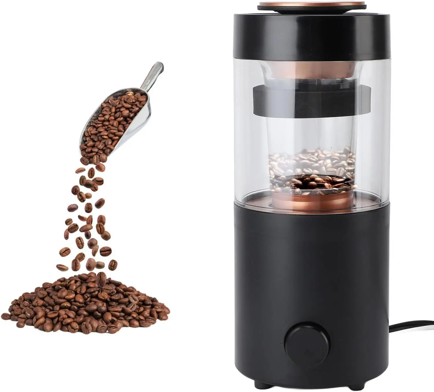 Torrefazione caffè, macchina per torrefazione chicchi di caffè domestica con timer Acciaio inossidabile Vetro trasparente Modalità automatica e fai da te 100 g per U