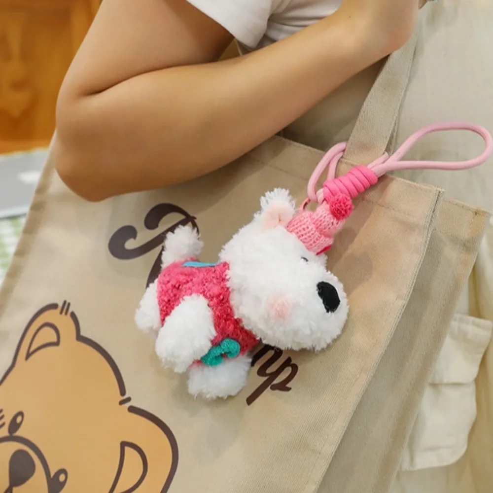 

Kawaii Stuffed West Highland Bag Pendant Cartoon Animal Anti-lost Puppy Keychain Cute Car Hanging Pendant Girls