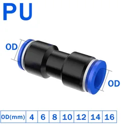 Conector plástico pneumático para tubo de mangueira de ar e água, conexão rápida de gás em linha reta, 4mm, 6mm, 8mm, 10mm, 20 PCs, 100PCs