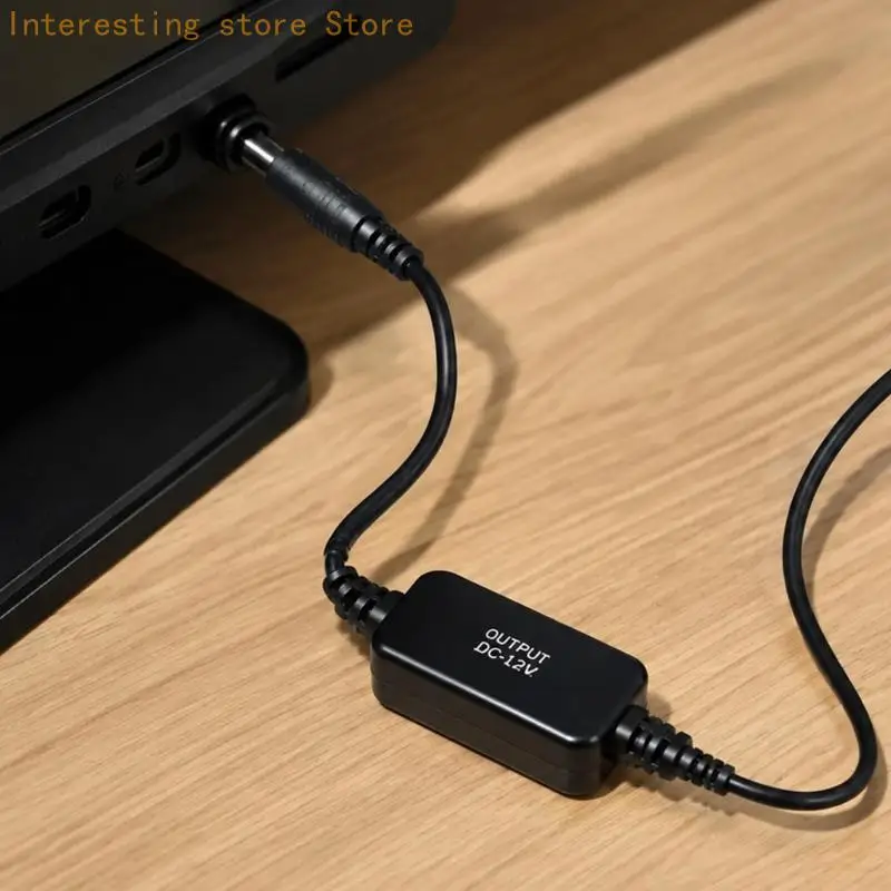 USB 5V to 12V DC5.5mm Connector Cable with Integrated Conversion Module for Compatible Low-Power Equipment and Backup Setups