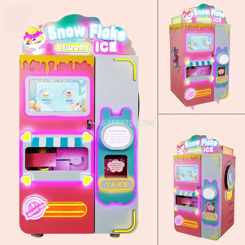 China Low Cost Snowflake Making Machine High Profit Snowflake Ice Maker Self-Service Shaved Ice Cream Vending Machine Price