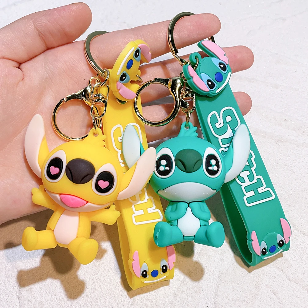 New Anime Disney Keychain Cartoon Mickey Mouse Minnie Lilo & Stitch Cute Doll Keyring Ornament Key Chain Pendant Kids Toys Gifts